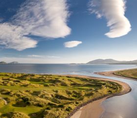 Coast of Ireland with golf course, views of the sea.