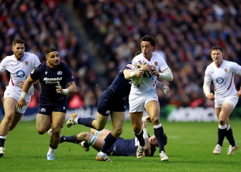 England in action against Scotland during the Guinness Men's Six Nations