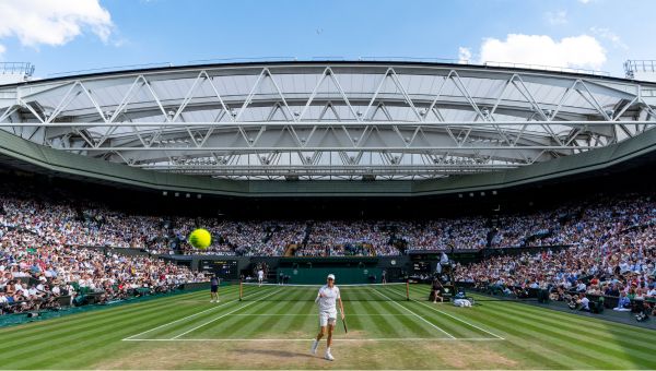 Jannik Sinner on Centre Court at Wimbledon 2025